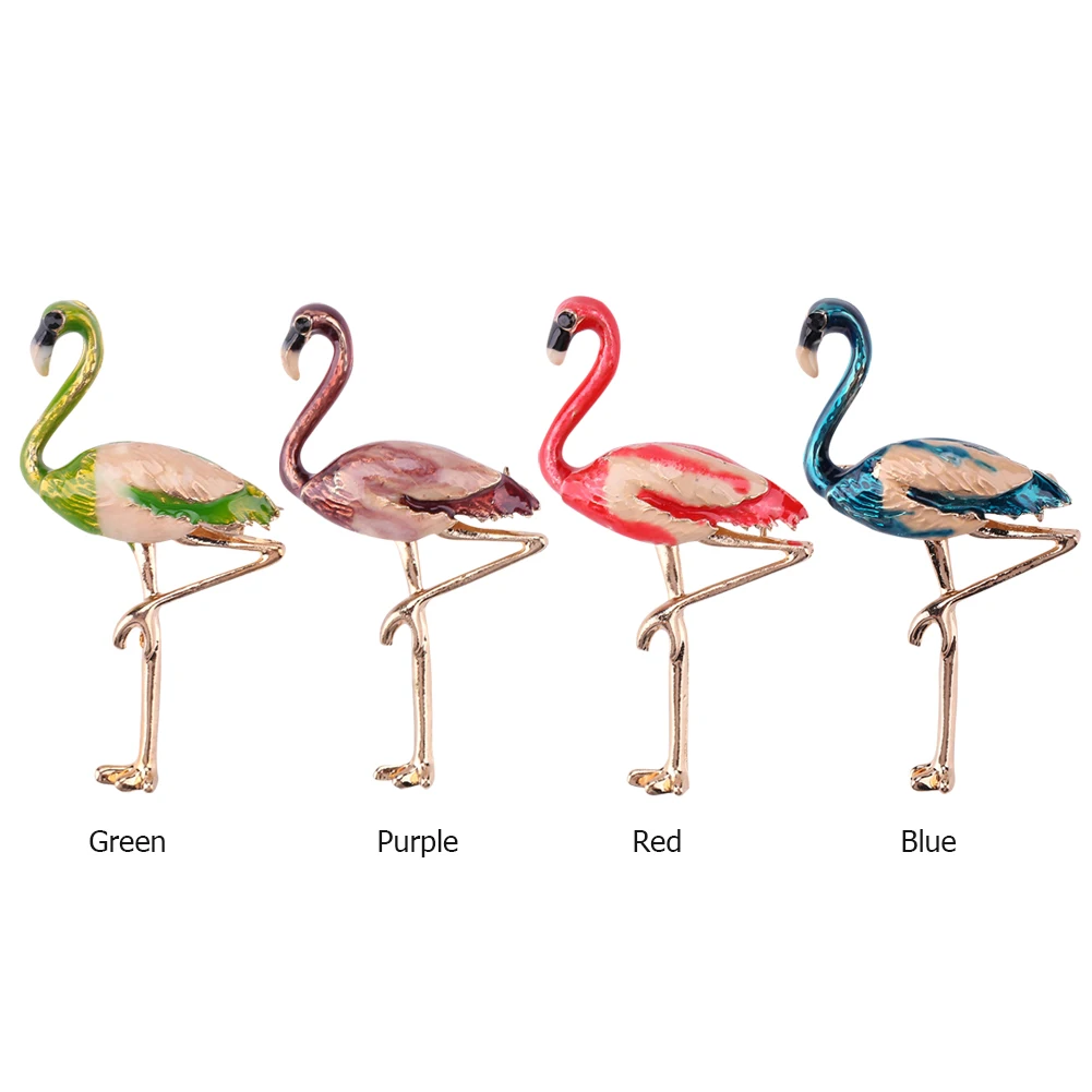 Colorful 3D Flamingo Brooch Alloy Metal Jacket Pin Corsage Lapel Jewelry Cartoon Bird Badge DIY Fashion Accessories 2