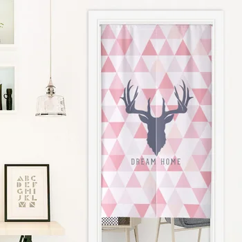

Nordic Geometry Simple Cotton Linen Cloth Curtain Cartoon Elk Door Curtain For Living Room Half Panel Blackout Curtain