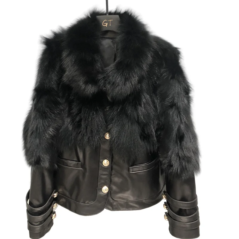 Женское зимнее пальто из натуральной овчины Женская куртка 100% кожи с воротником