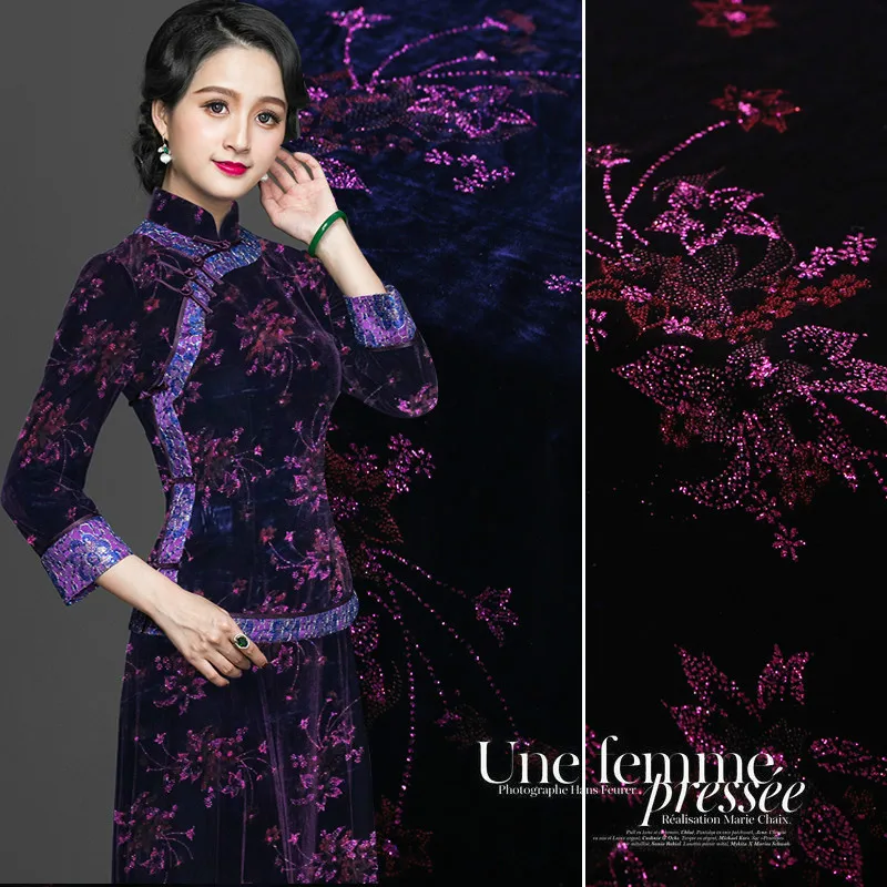 

Bronzed Natural Mulberry Silk Velvet Fabric for fashion dress this bronzing rayon fabrics cloth diy sewing per meter