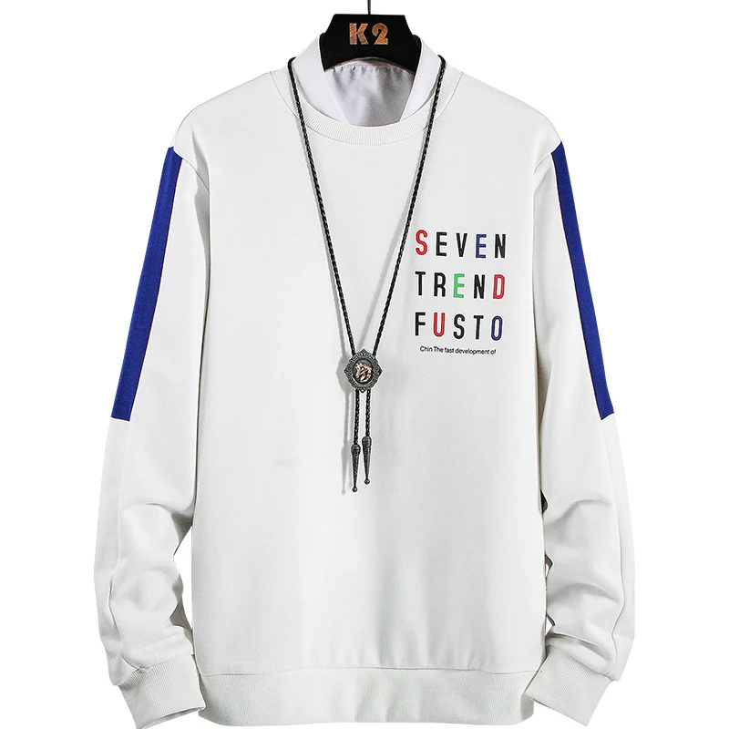 

EL BARCO Fashion Men Hoodies Spring Cotton Male Sweatshirt O-Neck Print White Khaki Tops Coat Harajuku Grey Yellow Jacket Shirts