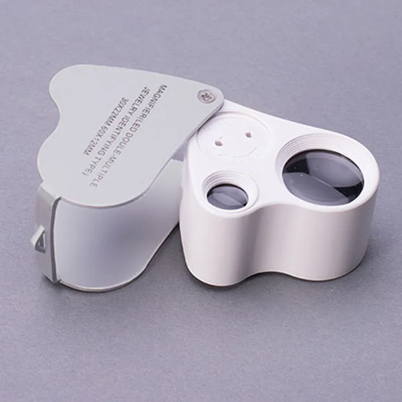 60X 30X Glass Magnifying Magnifier Loop Jewelry Loupe with LED