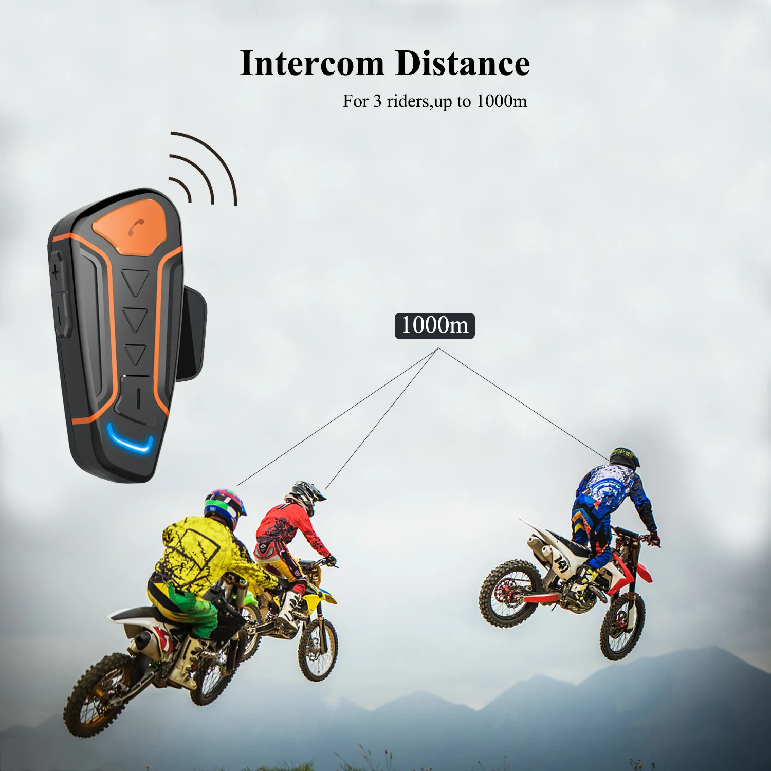 

Motorcycle Helmet Bluetooth Wireless Walkie-talkie Music FM Waterproof Earphone 1000 M Full-Duplex Intercom Earphones