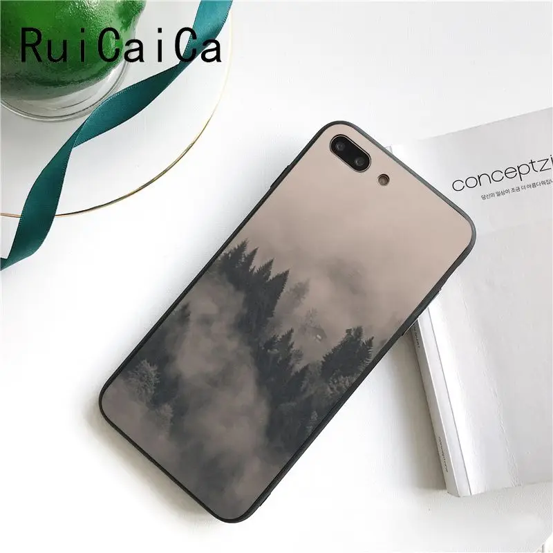 landscape mountain white smoke tree