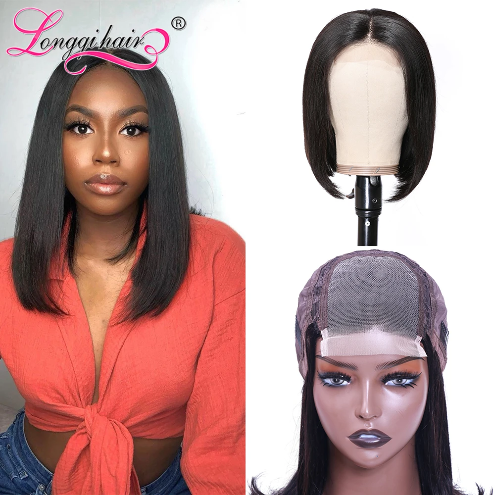 Longqi Hair Straight 4x4 Bob Closure Wig 10-14 Inch Brazilian Straight Lace  Closure Wig 150% Density Short Bob Human Hair Wigs - Lace Wigs - AliExpress