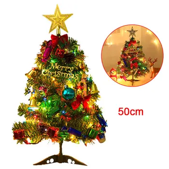 

LED Christmas Tree 50cm Village Putz House LED Xmas Tree LED Santa Tree Tabletop Home Decoration Ornament New Year Festival