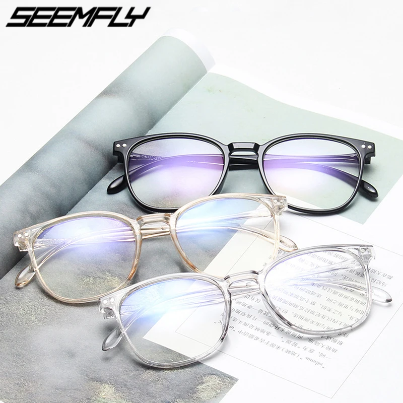 

Seemfly Vintage Anti Blue Ray Glasses Frame Women Reading Goggle Blue Light Proof Glasses Computer Transparent Optical Eyewear