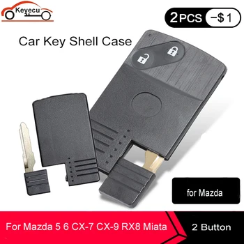 

KEYECU 3 Pcs/lot Replacement Smart Card Remote Key Shell Case for Mazda 5 6 CX-7 CX-9 RX8 Miata 2 Button with Insert Blade Uncut