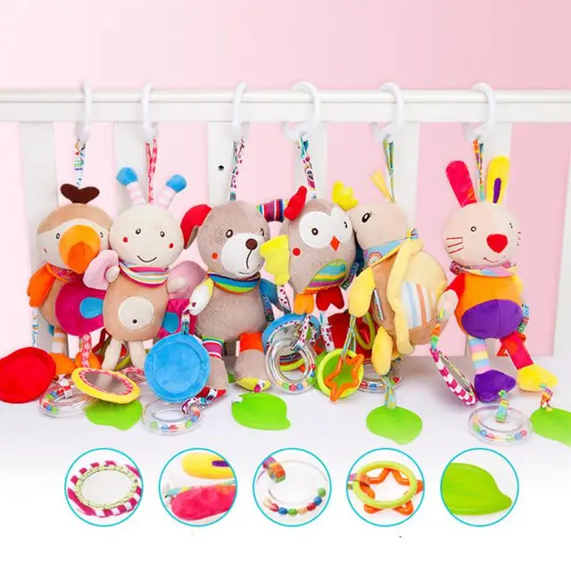 Newborn Baby Plush Stroller Toys Baby Rattles Mobiles Cartoon Animal Hanging Bell Educational Baby Toys 0-12 Months Speelgoed 3