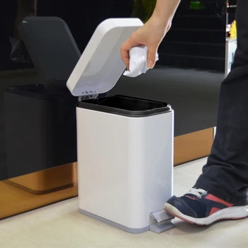 

1Pc Step Trash Can Large Capacity Garbage Can Plastic Rubbish Container Foot Trashcan With Cover Kitchen, Double Sealed Trashcan