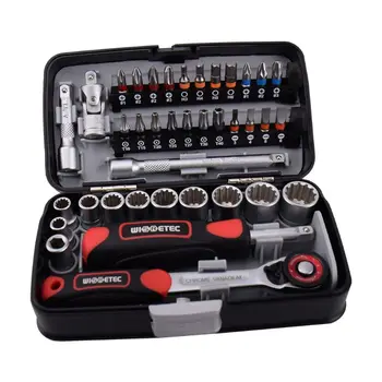 

38pcs Mini Ratchet Wrench Set 1/4\" Socket Hex Head Screwdriver Slot Bike Repair M17E