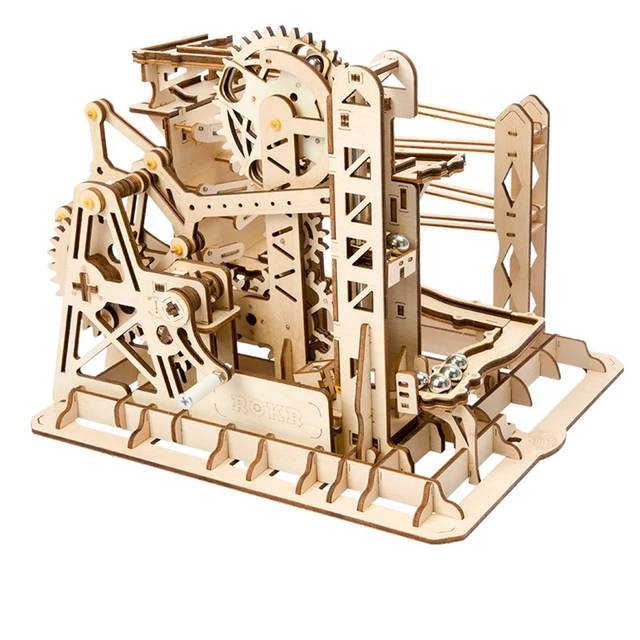 Robotime DIY 3D Wooden Puzzle Marble Run Assembly Model Building Block Kit Stem Toy For Kids Adult 5