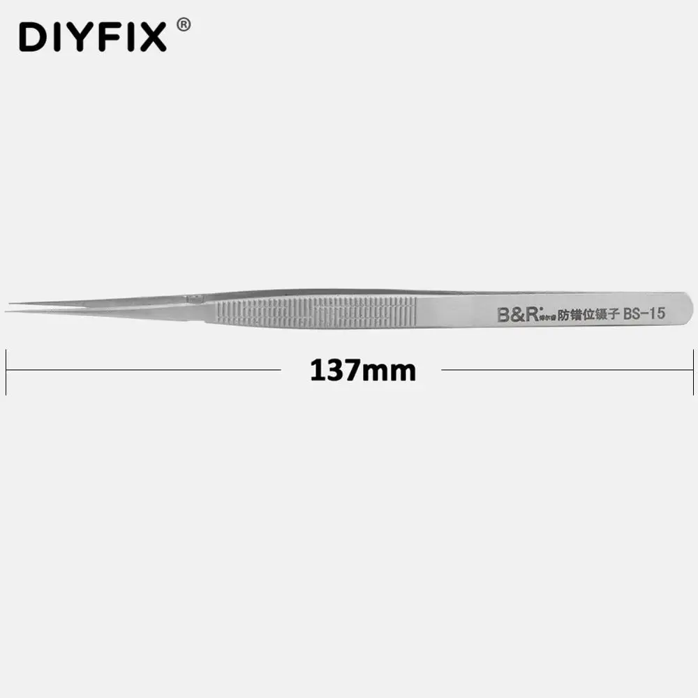 DIYFIX высокоточная Электроника Пинцет Антистатические прямые наконечники из нержавеющей стали щипцы для ремонта телефона ручной инструмент
