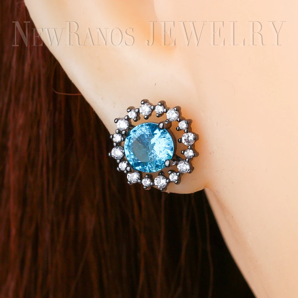 

Trendy Fashion Women Stud Earrings Round Natural Stone with AAA+ Cubic Zirconias Crystal Brincos for Women Fine Jewelry EFX00225