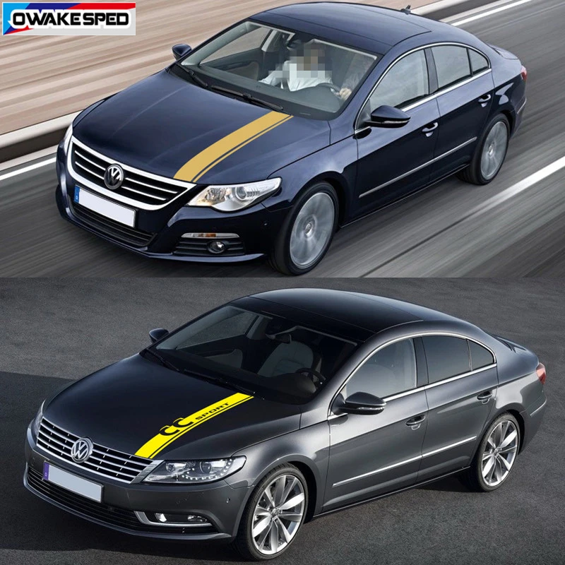 Sport Stripes Car Hood Bonnet Sticker For Volkswagen-Passat CC Auto Engine Cover Decor Vinyl Decal Tuning Accessories (2)
