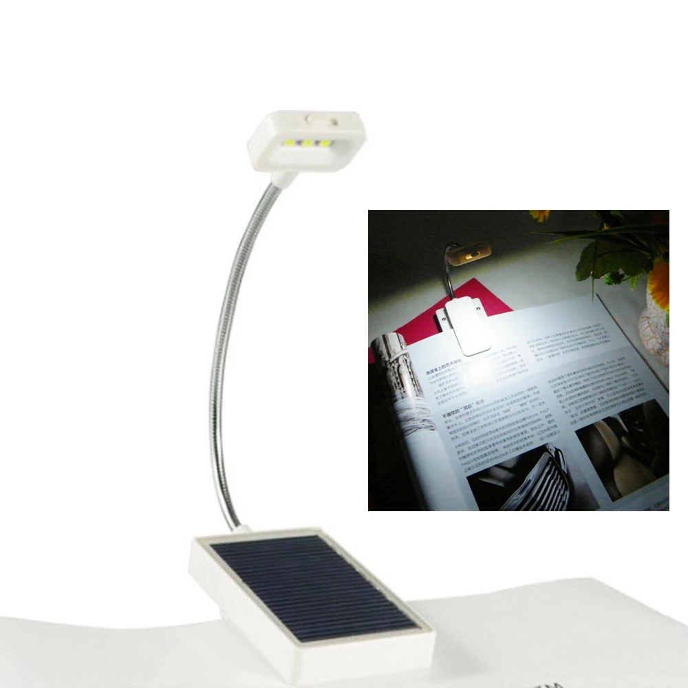 

USB Charging 3LED Solar For Reading Desk Bedside Book Light Lamps White