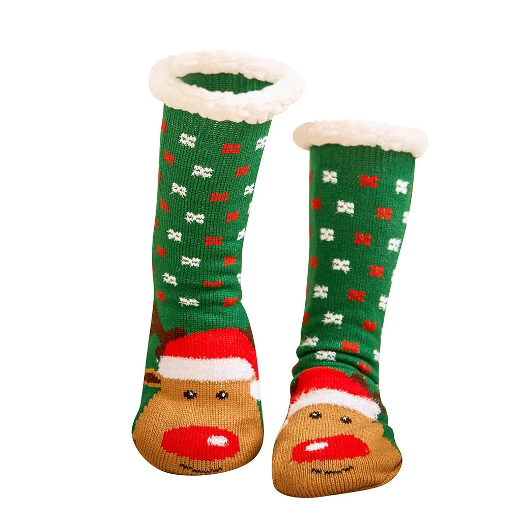 Женские носки на Рождество и год, хлопковые толстые длинные носки с милым принтом, женские новогодние носки в стиле Харадзюку, Stopki Skarpetki Damskie