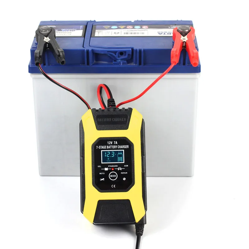 FOXSUR 7A 12V Lead Acid Battery Charger, 7-Stage Smart Battery Charger, Car Motorcycle Pulse Repair Charger