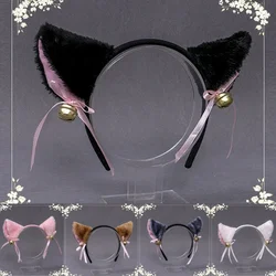 Serre tête oreilles de chat anime, Cosplay, Lolita, nœud papillon, cloche, bandeau, pince à cheveux, Costume de fête mascarade pour filles 