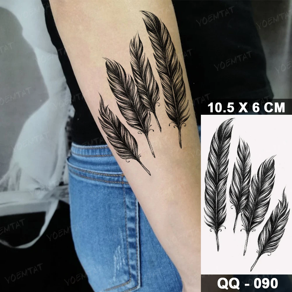 Tatouage Plume Oiseaux Qui S envolent Autocollant De Tatouage Temporaire Étanche, Plume, Couronne D'ailes,  Tatouage D'oiseau Noir, Bras, Poignet, Faux Tatouage Homme Femme Enfant,  Paillettes, Tato Art - Temporaire Tatouages - AliExpress