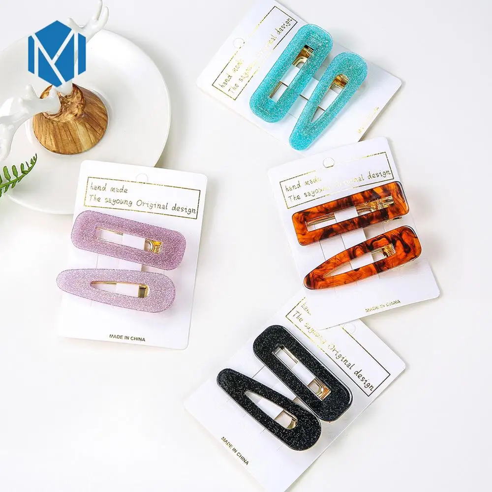 

M MISM INS 1set Leopard Hair Clips For Women/Girls Acetate Geometric Hairpins Hollow Sequins Barrettes Hair Accessories