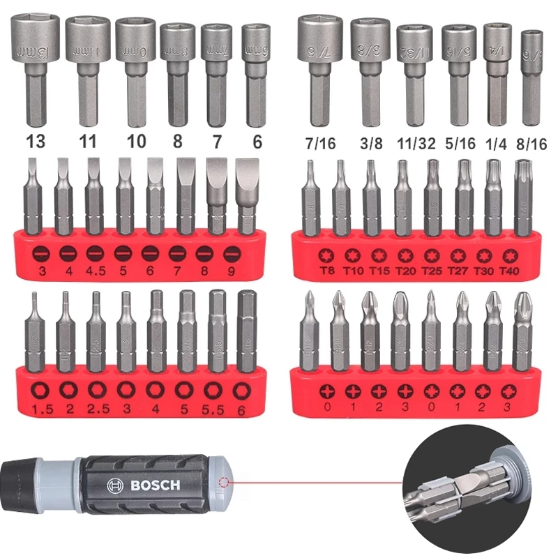 Bosch 46 piece Ratchet inner hexagon socket Phillips screwdriver