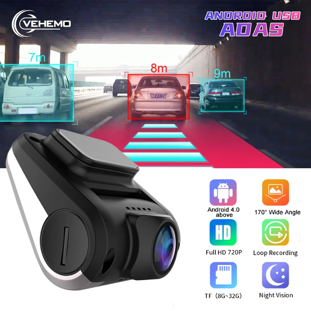 ADAS Car DVR Dash Cam Motion Detection Video Recorder Camera For Android 4.1 above auto radio dvrs Support TF Card Dashcam | Автомобили и