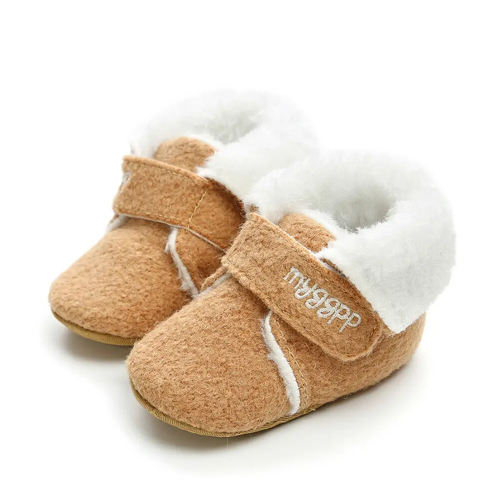 Теплые зимние ботинки для маленьких мальчиков и девочек от 0 до 18 месяцев хлопковая обувь с мягкой подошвой для кроватки повседневные теплые ботинки унисекс для младенцев - Цвет: As photo shows