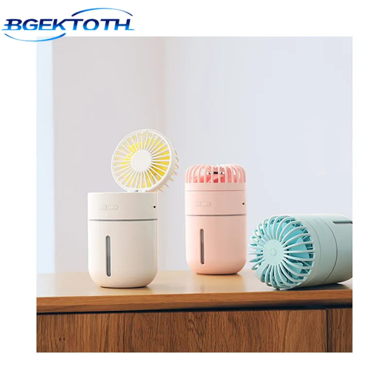 BGEKTOTH 2000mAh Battery Fan with Air Humidifier 400ML USB Aroma Essential Oil Diffuser Night Light Portable Table Fans