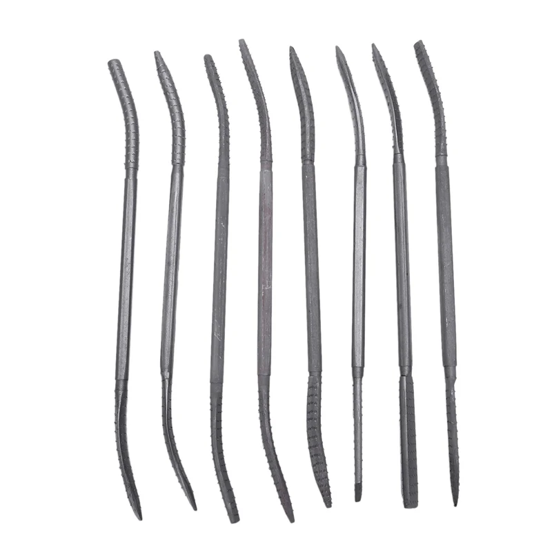 

8pc Set 200mm Crafts Riffler Rifler Wood Rasp File Double Ended Coarse +pouch