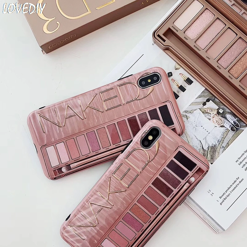 Fashion sexy beauty makeup Eye shadow Naked Case For iPhone 11 Pro 6 6s 7 8 Plus 10 X XS MAX XR Pink Girl glossy soft IMD Cover |