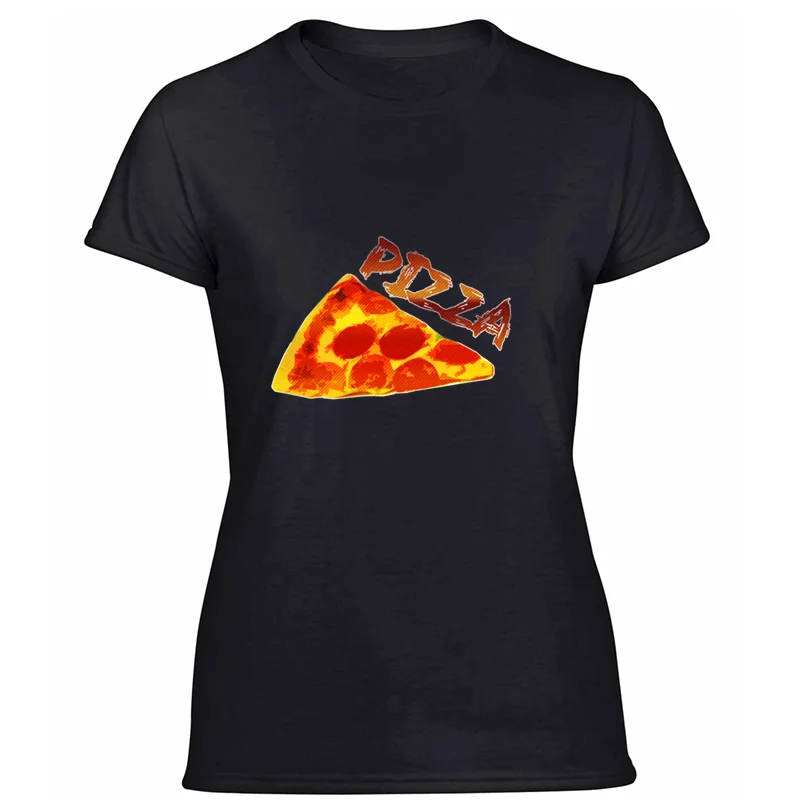 Новая мода Humor pizza3 Футболка мужская женская одежда Европейский размер S-5xl Мужская футболка для отдыха короткий рукав против морщин - Цвет: Women-Black