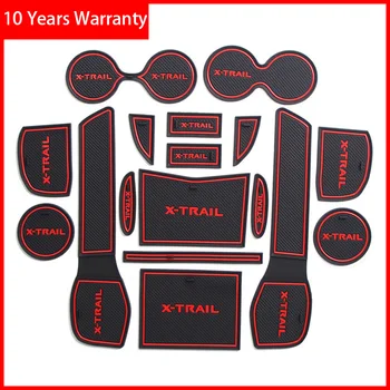 

For Nissan X-Trail 2013-2016 Anti Slip Gate Slot mat Rubber Latex Groove Inside Dust pad Cup Cushion Car Accessories styling