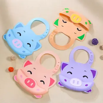 

New Cartoon Cute Baby Protable Waterproof Bibs Silicone Rice Pocket