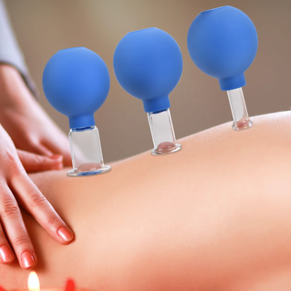 Rubber Head Glass Vacuum Cupping Cup Family Medical Vacuum Cans Suction Therapy Body Massage Chinese Suction Cup Kit Health Care