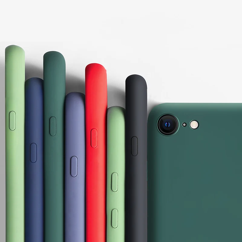 Funda de silicona líquida para iPhone SE 2020, carcasa a prueba de golpes, carcasa trasera de TPU de lujo para iPhone SE 2 SE 2020 7 8 para teléfono| -