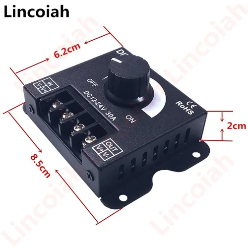 DC 12V-24V LED 조 광 기 스위치 30A 360W 전압 레 귤 레이 터 5050 LED 스트립 조명 램프에 대 한 가변 컨트롤러 LED 조 광 기 3