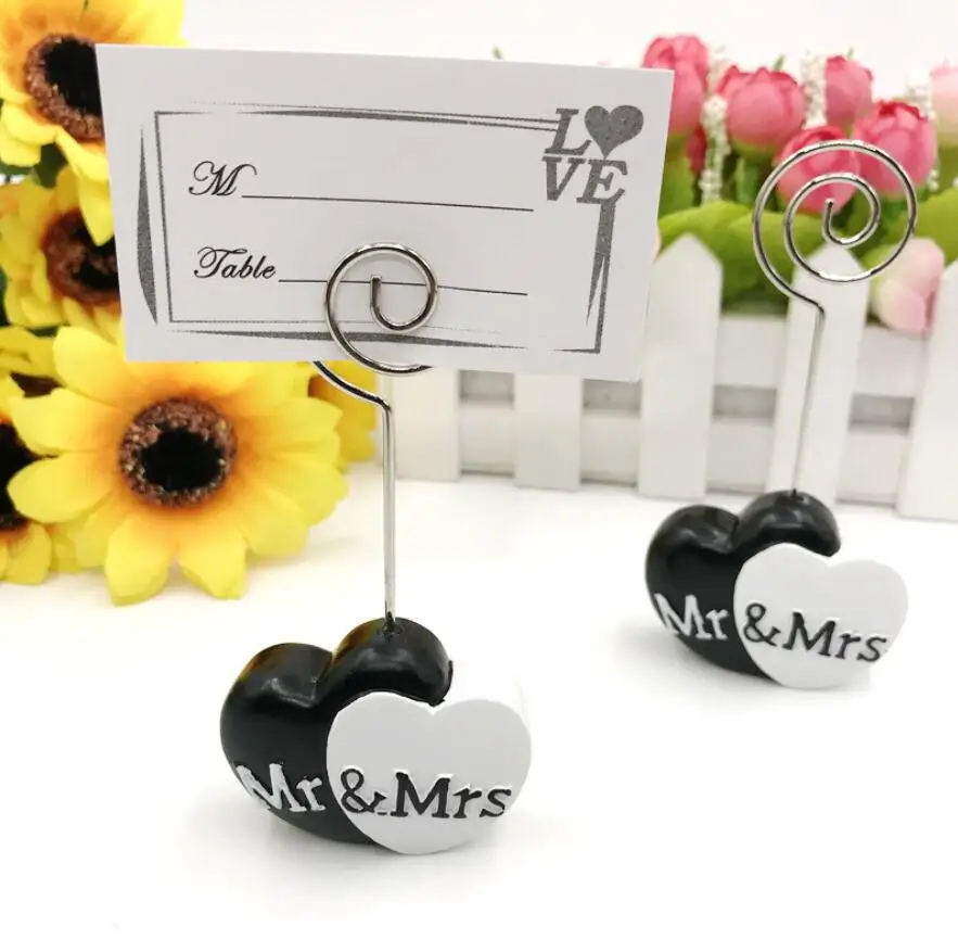 

10pcs Heart MR&Mrs Name Number Menu Table Place Card Holder Clip For Wedding Baby Shower Party Festival Reception Favor