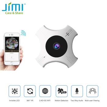 

Jimi JH360 Mini Camera 5G WiFi 1080P Ip Camera 360 Degree Security Fisheye Wifi P2P Two-way Talk Surveillance Camera Without Box