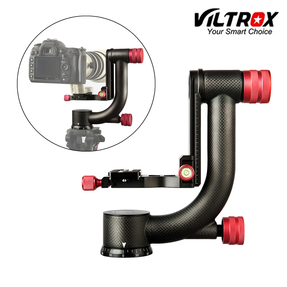 

Viltrox VH-20 Pro Heavy Duty Carbon Fiber Gimbal Tripod Head Stabilizer Quick Release Plate for Telephoto Lens photography bird