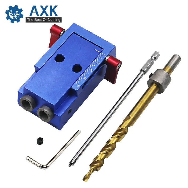 

Mini Style Pocket Hole Jig Kit System For Wood Working & Joinery + Step Drill Bit & Accessories Wood Work Tool Set DT312