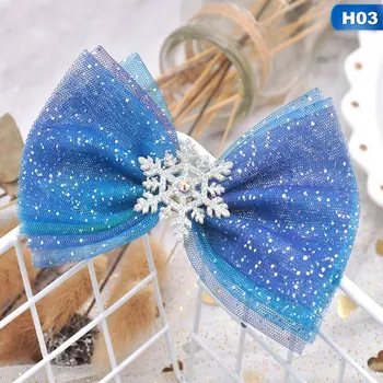 

2020 New Christmas Snowflake Hair Accessories Crystal Hair Clips For Women Winter Hair Ties Girls Hairpins Blue Hair Accessories