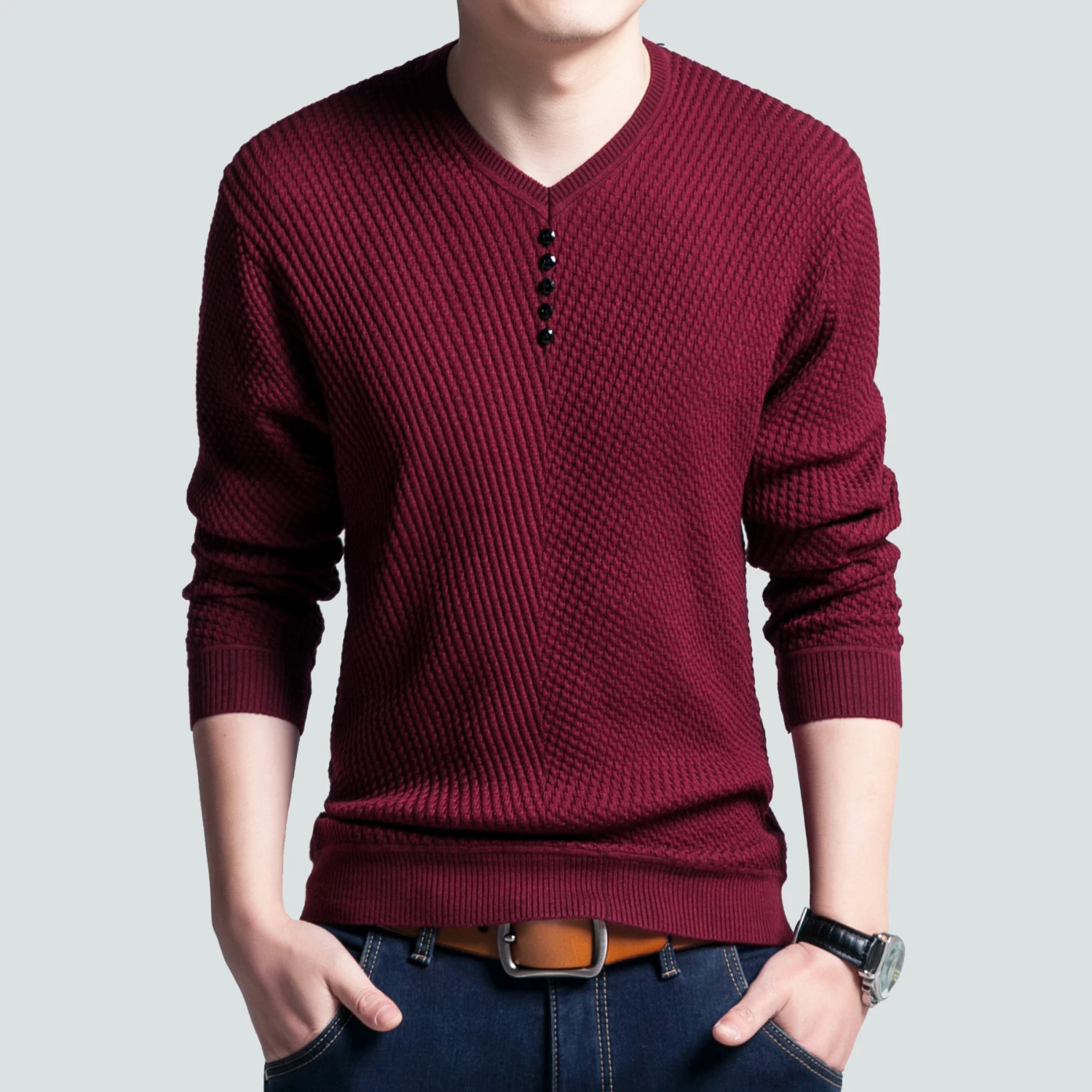 

2019 Brand High Quality Sweater Men Casual V-neck Pullover Men Autumn Slim Fit Long Sleeve Shirt Mens Sweaters Knitted Cashmere