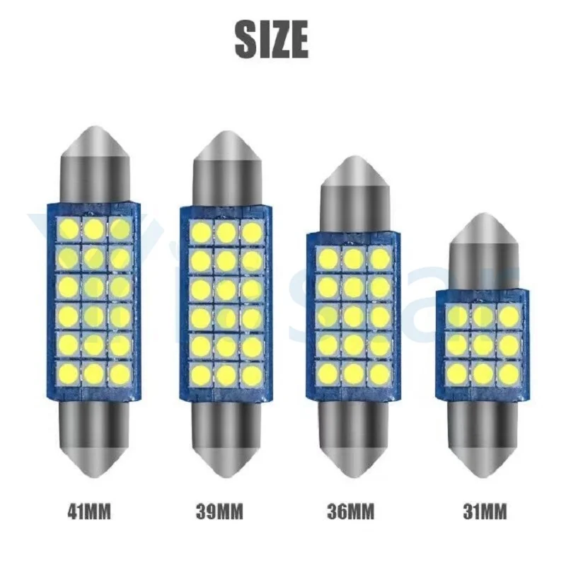 

300PCS T10 W5W LED c5w led 31mm 36mm 39mm 41mm 18SMD 3030 Chips LED Festoon Bulb Car Dome Light Auto Interior Reading Lamp