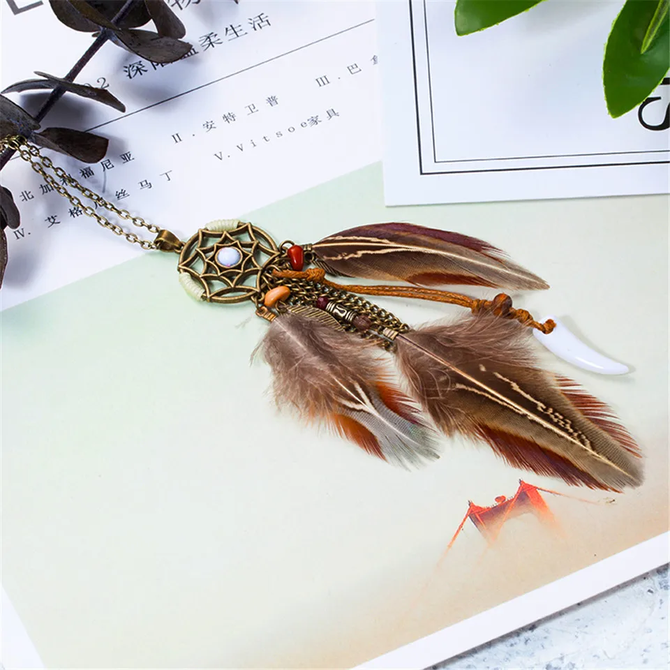 New vintage geometry semicircular tower female pendant necklace 2018 Tassel fringe long winter sweater chain necklaces wholesale(5)