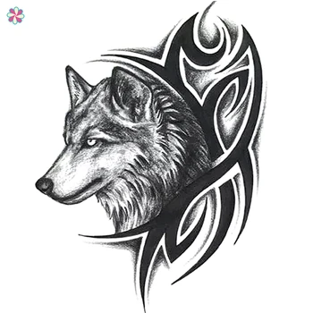 

Diy Temporary Tattoo Waterproof Wolf Head Pattern Body Art Tattoo Sticker