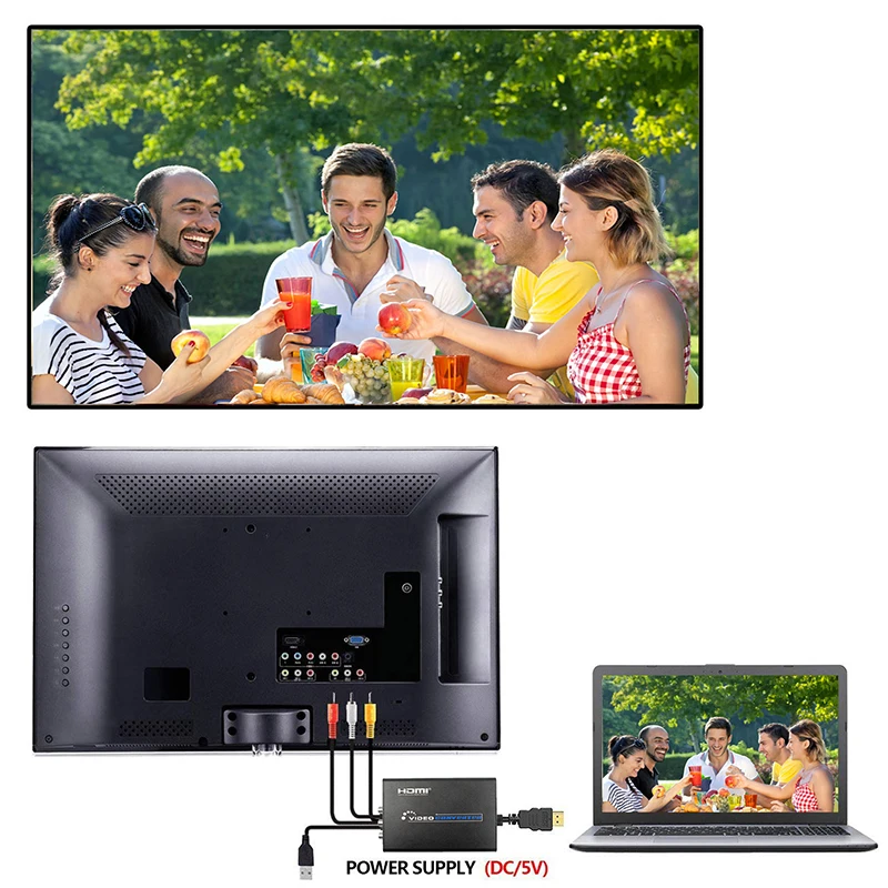 HDMI К AV S-Video CVBS видео преобразователь HDMI к SVIDEO+ S видео коммутатор адаптер HD 3RCA PAL/NTSC Переключатель для ТВ ПК Blue-Ray DVD