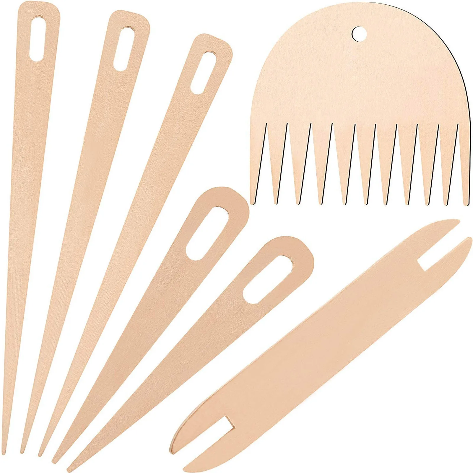 7pcs/set Wood Weaving Shuttle Crochet Needle Hand Loom Stick Tapestry Knitting DIY Craft Tools Wood Loom Comb Braided Tools