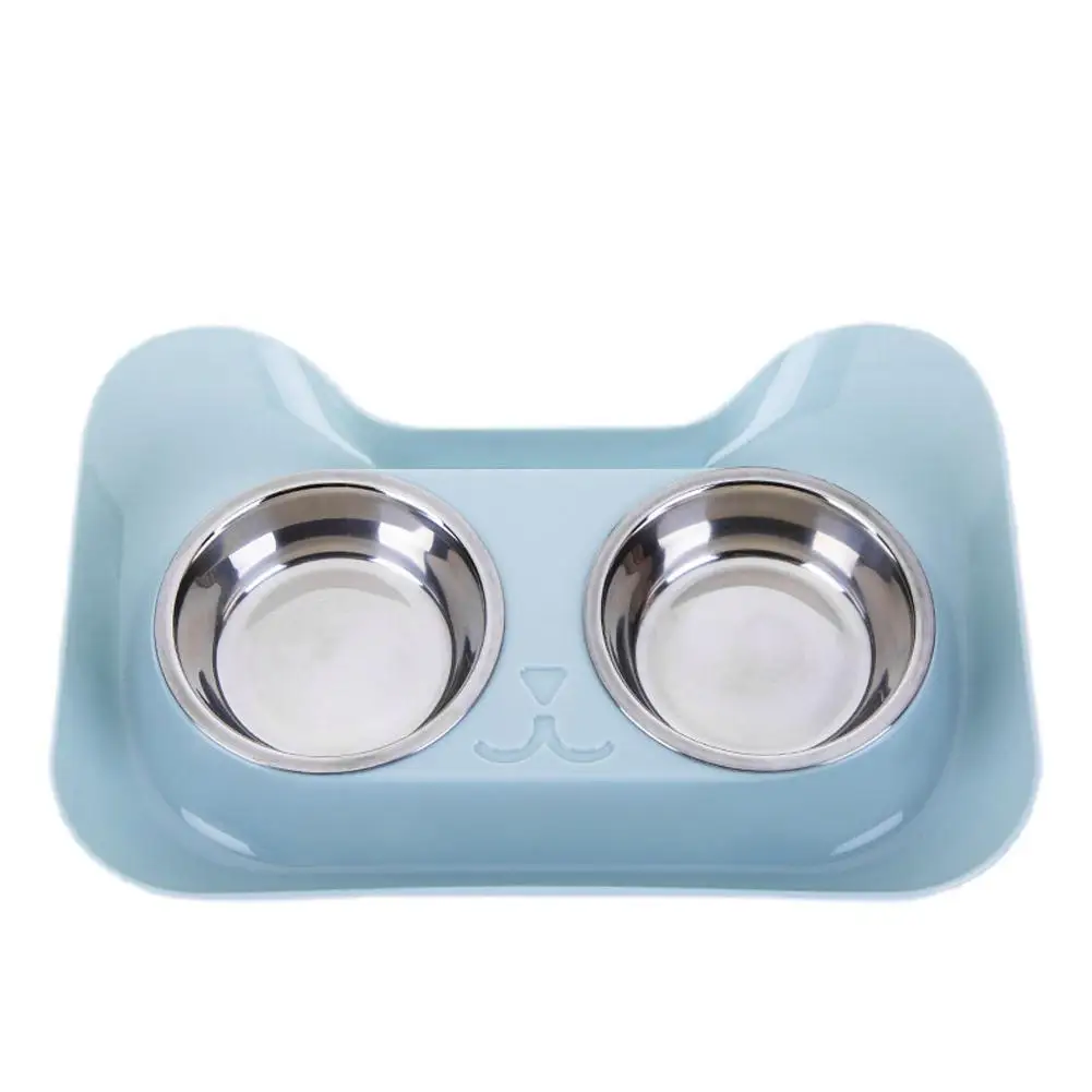 blue AsyPets из нержавеющей стали герметичная двойная миска для домашних животных кошек собак питьевая вода для кормления - Цвет: blue
