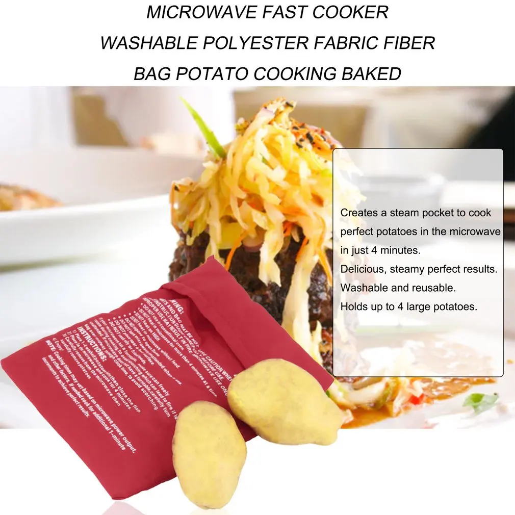 Микроволновая печь быстро плита мешок моющийся полиэстер ткань волокна мешок картофеля приготовления выпечки вмещает до 4 картофеля